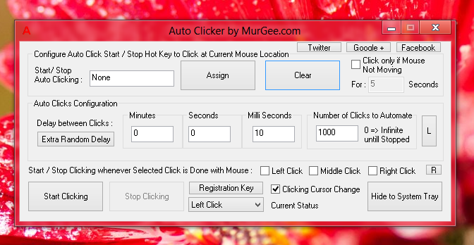 Screenshot of MurGee Auto Clicker Captured on Windows 8