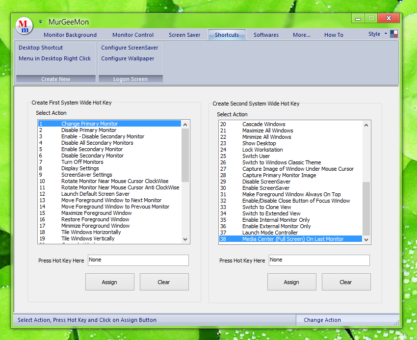 Screenshot of MurGeeMon captured on Windows 8 to control Dual or Multiple Monitor Windows 8 Desktop or Laptop Computer