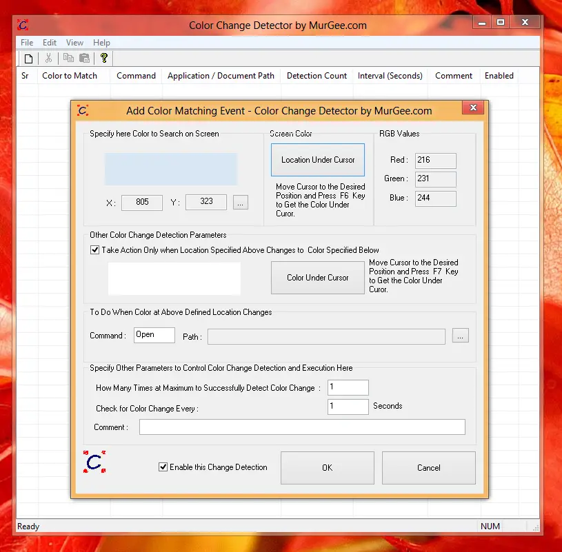 Detect Color Changes on Windows 8 Desktop or Metro Screen and Automate Mouse Clicks