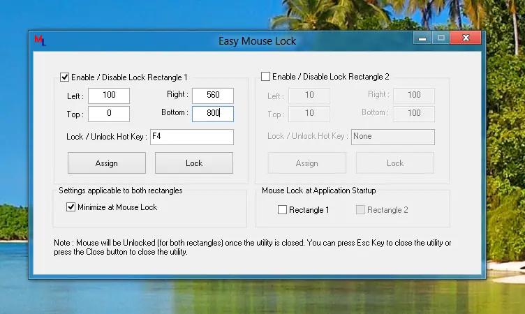 Restric Mouse Movements within Defined Area on Windows 8
