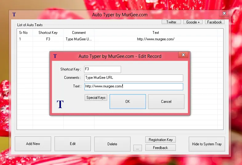 Type Long Sentences Automatically on Windows 8 with Auto Typer
