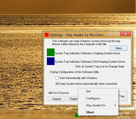 Screenshot of Stay Active Software to Keep Windows 8 Active