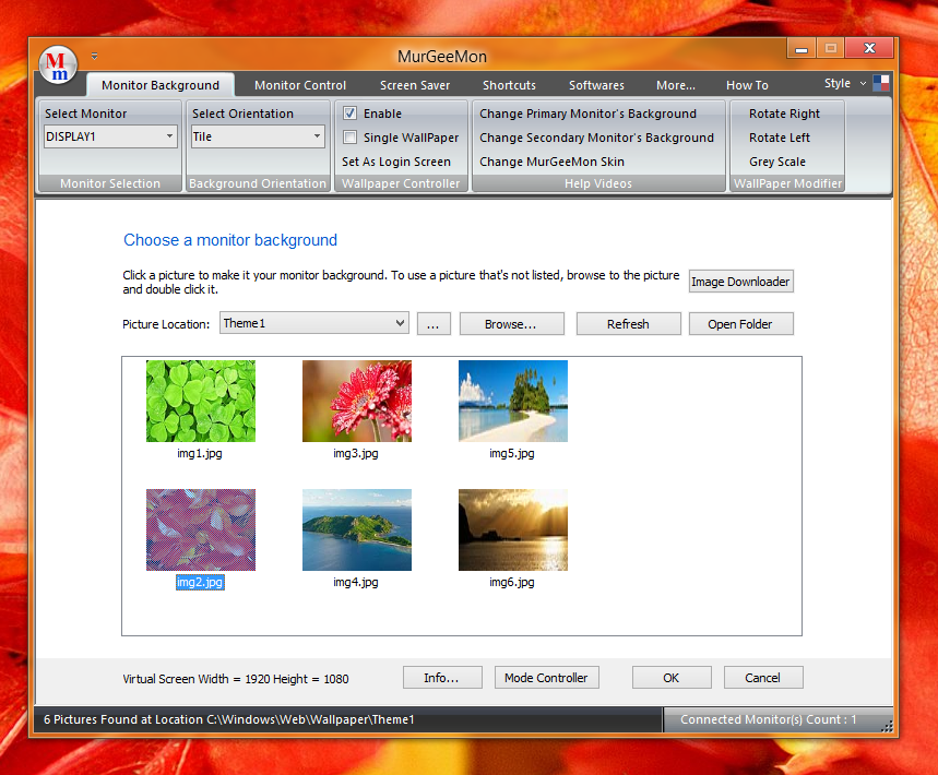 Manage Wallpapers on Windows 8 with MurGeeMon Software