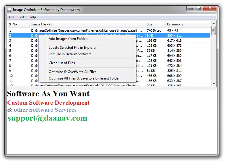 Image Optimizer Software for Windows Vista, Windows 7, Windows 8 and Windows 8.1