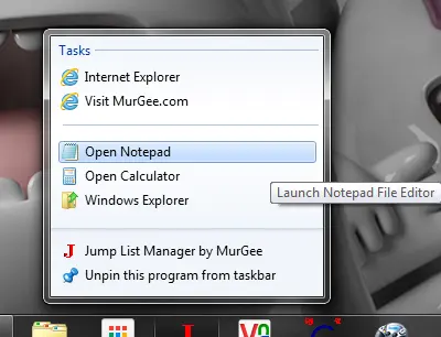 Add Application Shortcut to taskbar Add Application Shortcut to taskbar