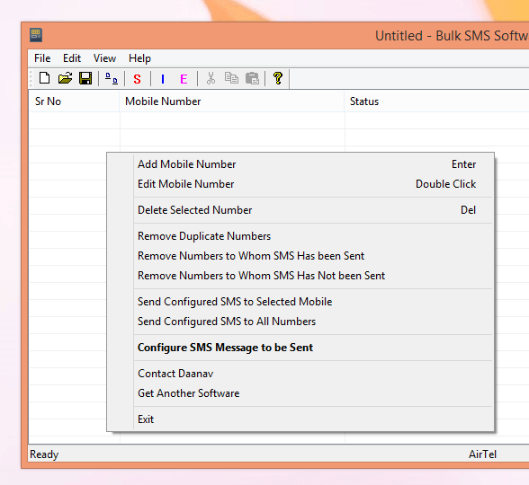 Send Bulk Sms from PC to Mobile | Software Screenshots