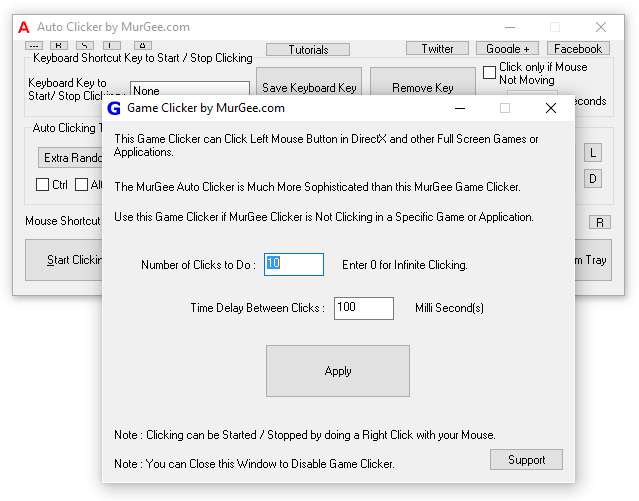 Game Clicker for Clicking in Full Screen or Direct X Games