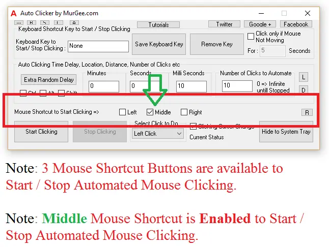 Mouse Shortcut to Start or Stop Automated Mouse Clicking