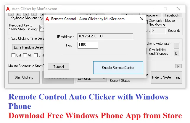 Remote Control Auto Clicker with Windows Phone App