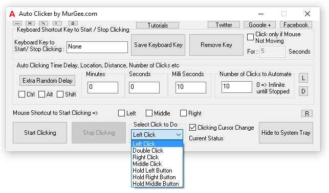 Simulate Left, Right or Middle Mouse Clicks with Keyboard Shortcut