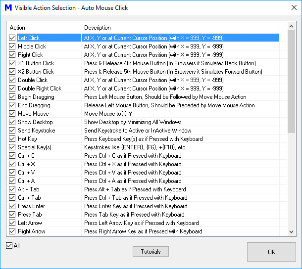 Mouse Click and other User Input Automation Actions