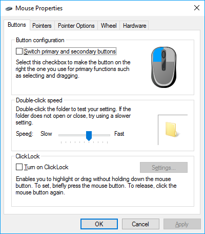 Mouse Properties to Control Double Click Speed